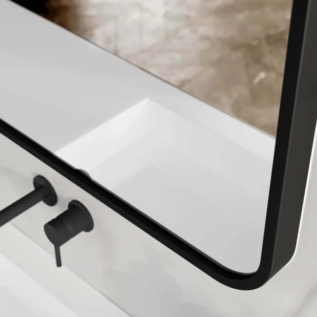 Olivia Black Framed Rectangular Bathroom Mirror 700x500mm