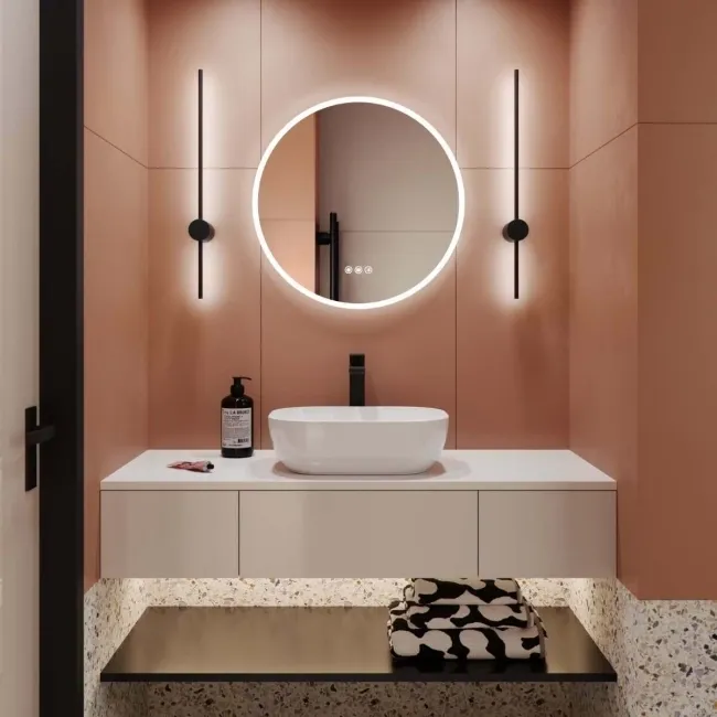 Aria Round Illuminated LED Mirror With BLUETOOTH Speaker 600mm