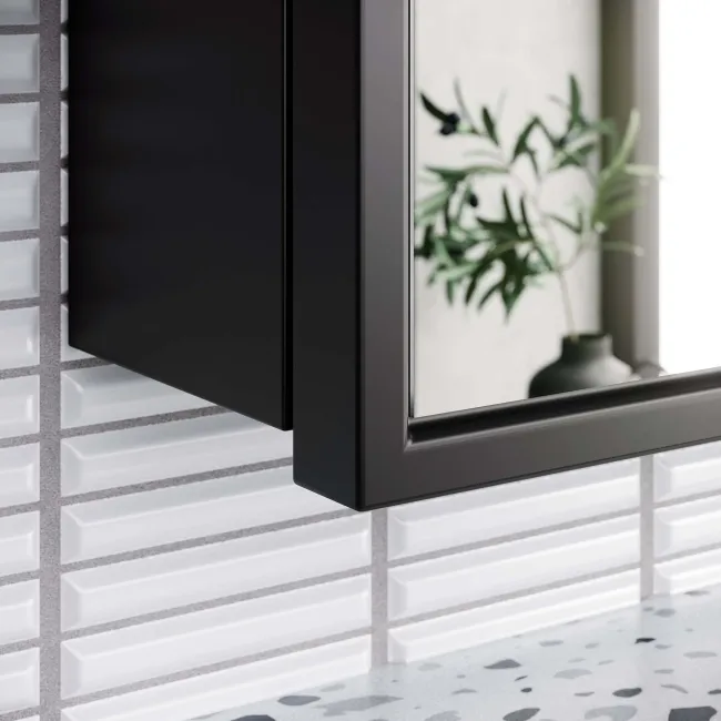 Mia Black Framed Mirror Cabinet 710x500mm