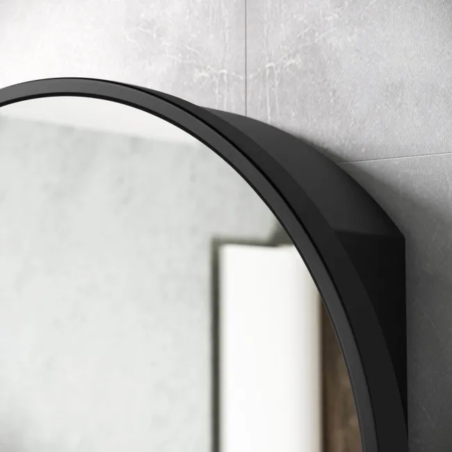 Mollie Black Framed Round Mirror Cabinet 600mm