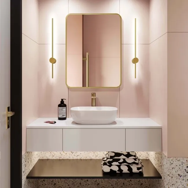 Olivia Brushed Brass Rectangular Bathroom Mirror 800x600mm