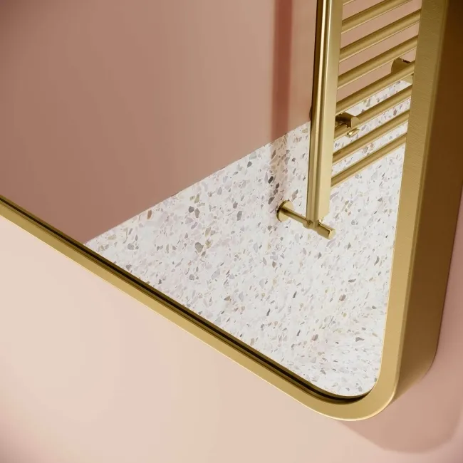 Olivia Brushed Brass Rectangular Bathroom Mirror 800x600mm