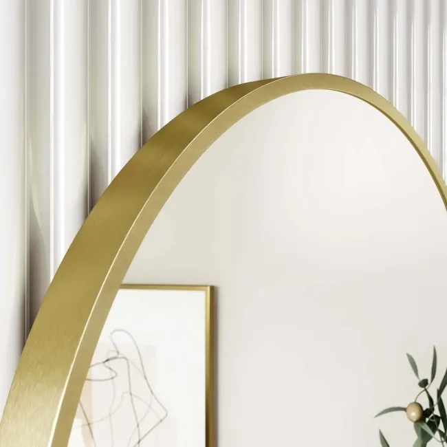 Mollie Brushed Brass Round Bathroom Mirror 800mm