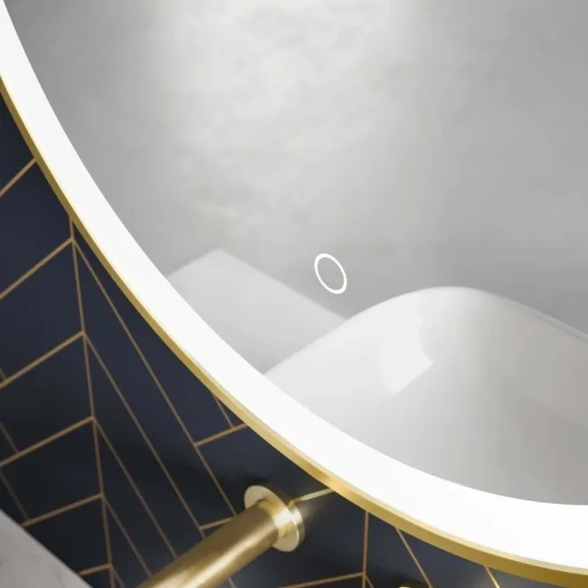 Mollie Brushed Brass Round Illuminated LED Mirror 600mm