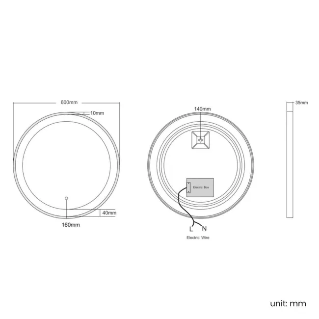 Mollie Brushed Brass Round Illuminated LED Mirror 600mm