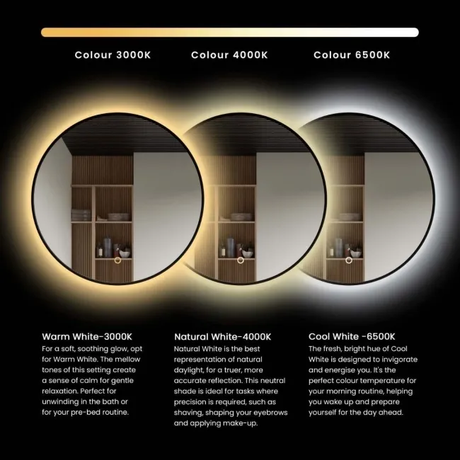  Mollie Black Framed Round Backlit llluminated LED Mirror 800mm 