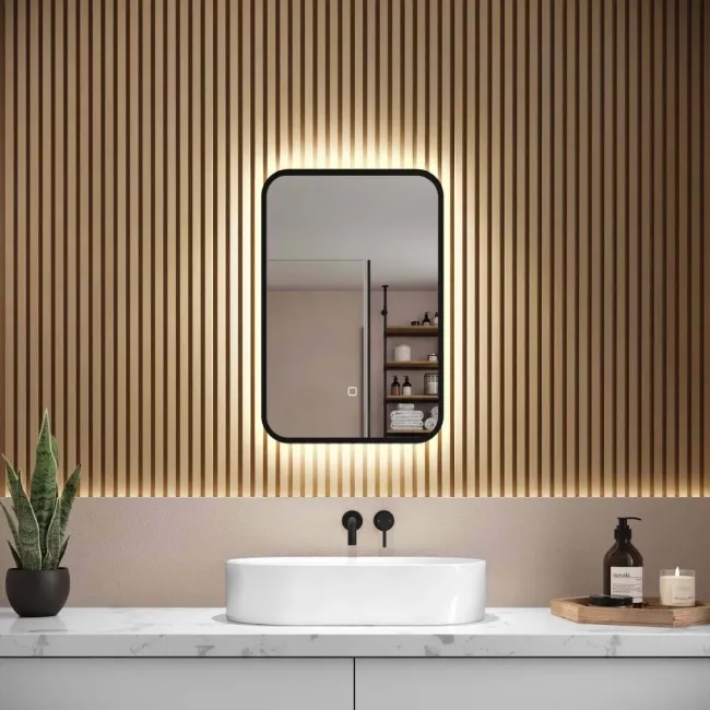 Olivia Black Framed Backlit llluminated LED Mirror 600x400mm