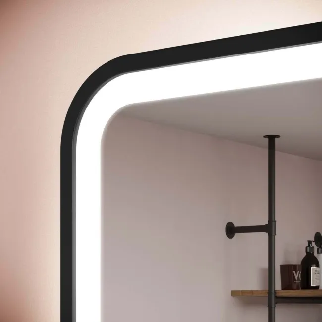 Olivia Black Framed Illuminated LED Mirror With BLUETOOTH Speaker 800x600mm