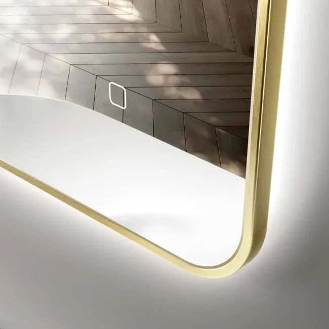 Olivia Brushed Brass Backlit llluminated LED Mirror 700x500mm