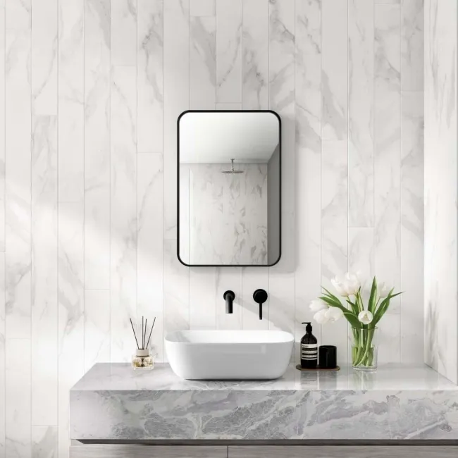 Essence Black Framed Rectangular Bathroom Mirror 600x400mm