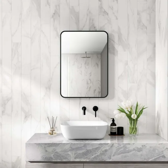 Essence Black Framed Rectangular Bathroom Mirror 700x500mm