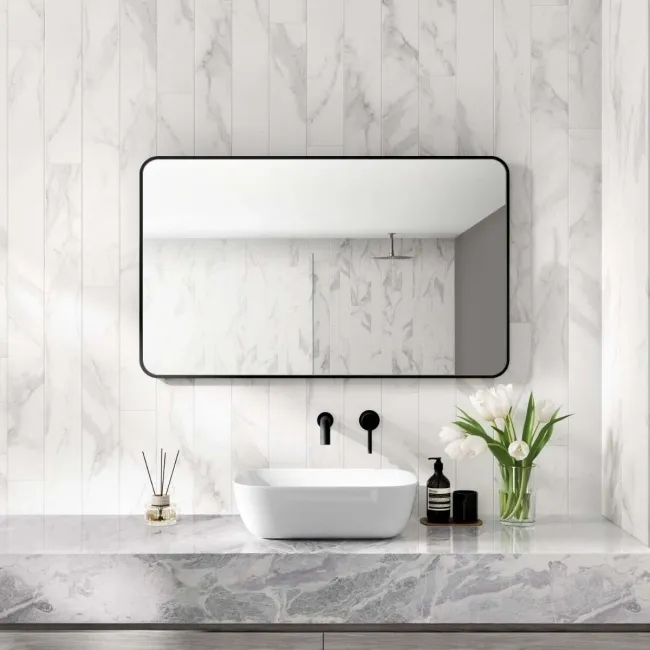 Essence Black Framed Rectangular Bathroom Mirror 600x1000mm