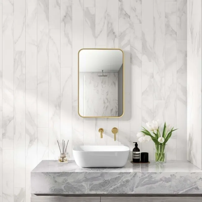 Essence Brushed Brass Rectangular Bathroom Mirror 600x400mm