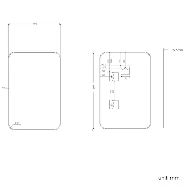Essence Brushed Brass Rectangular Bathroom Mirror 600x400mm