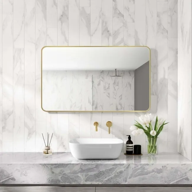 Essence Brushed Brass Rectangular Bathroom Mirror 600x1000mm