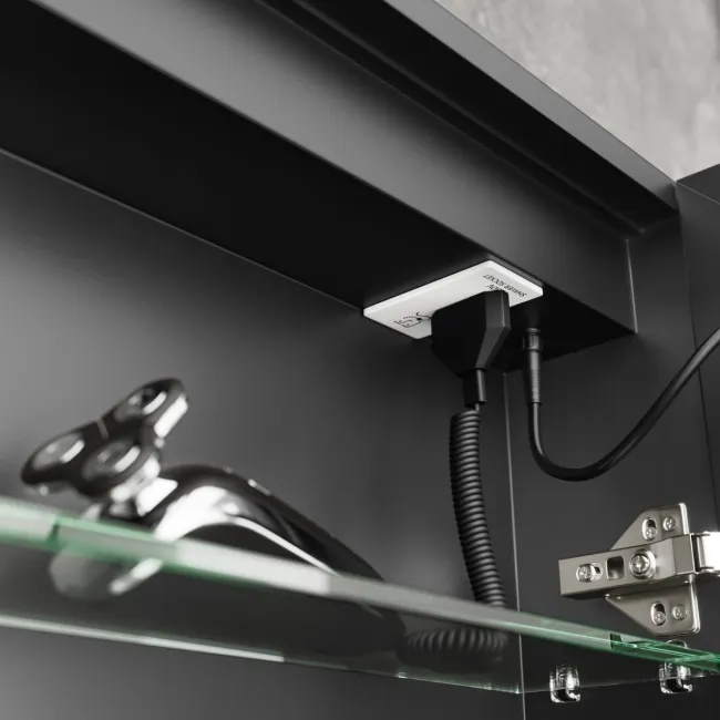 Selma Matt Black Illuminated LED Recessed Mirror Cabinet 700x800mm