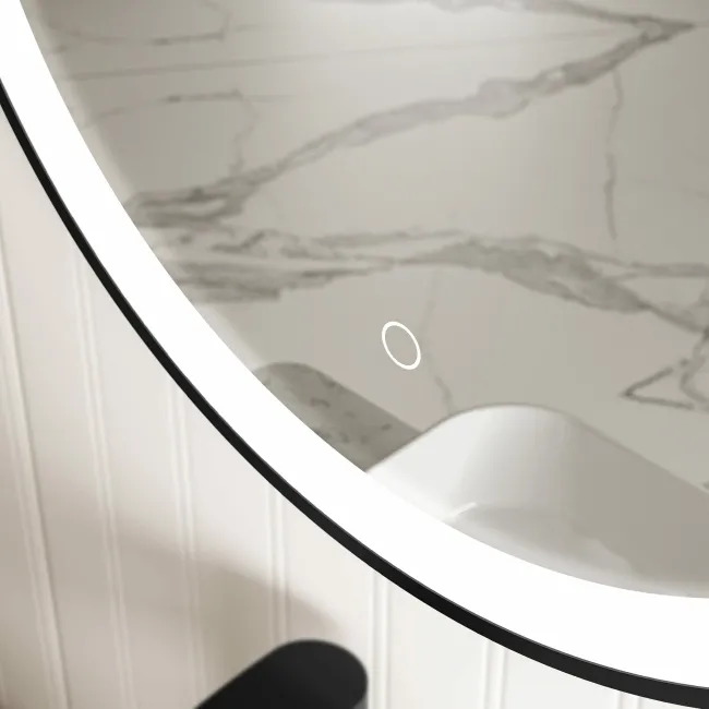 Delilah Black Framed Round Illuminated LED Mirror 800mm