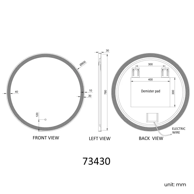  Delilah Brushed Brass Round Illuminated LED Mirror 800mm 