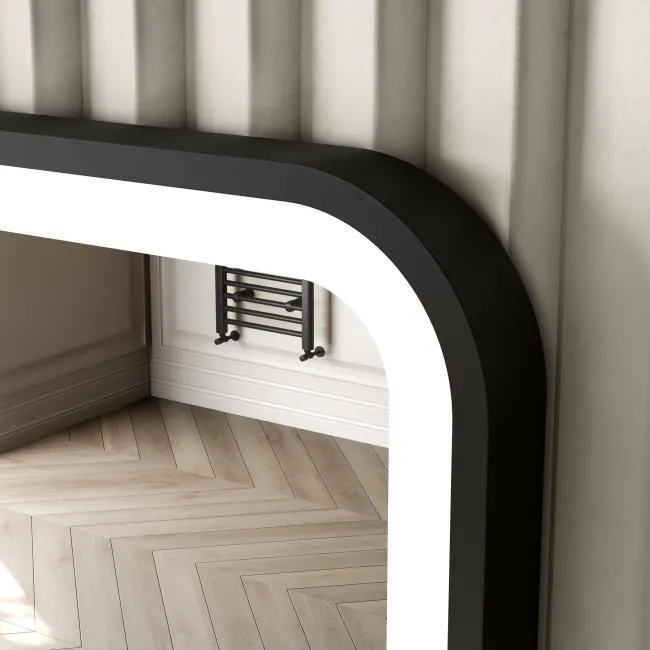 Mila Black Framed Illuminated LED Mirror 700x500mm