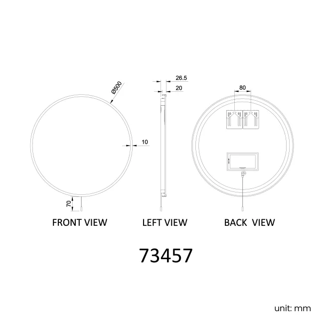Delilah Battery Operated Brushed Brass Round Backlit LED Mirror 500mm