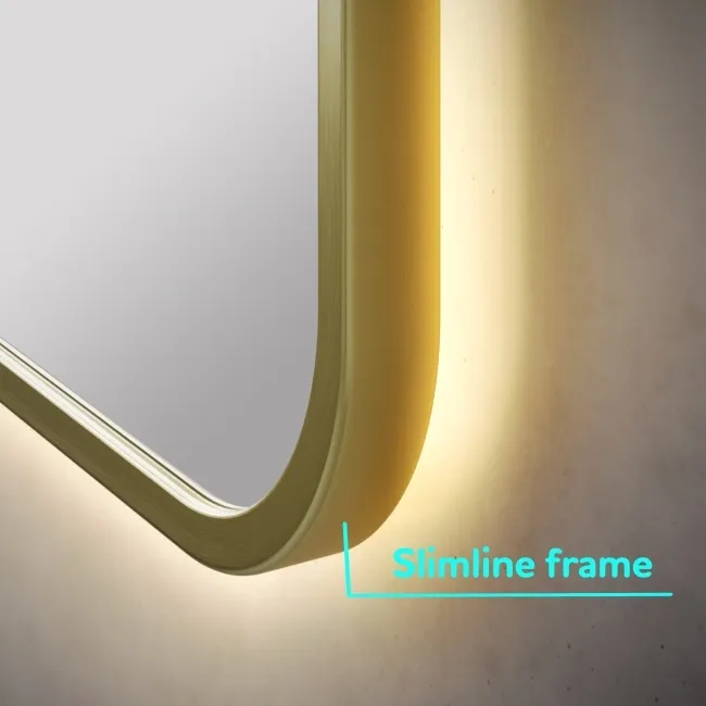 Delilah Battery Operated Brushed Brass Round Backlit LED Mirror 800mm