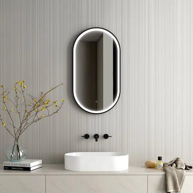 Ada Black Framed Illuminated LED Mirror 900x500mm