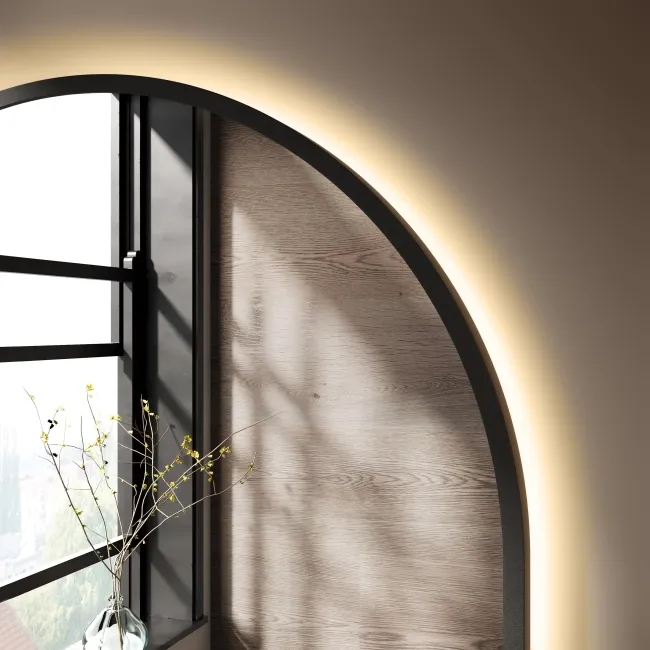 Maya Black Framed Arched Backlit Illuminated LED Mirror 750x500mm