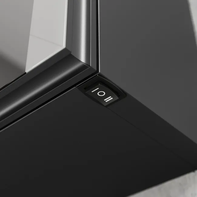 Selma Battery Operated Matt Black Illuminated LED Mirror Cabinet 700x800mm