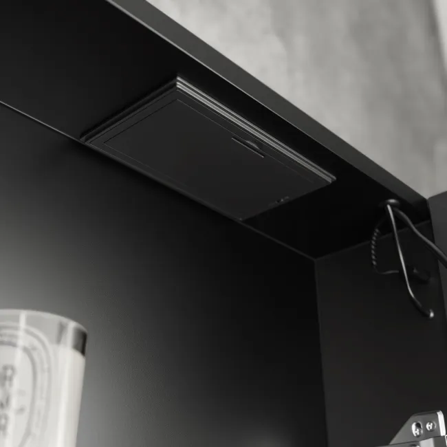 Selma Battery Operated Matt Black Illuminated LED Mirror Cabinet 700x1000mm