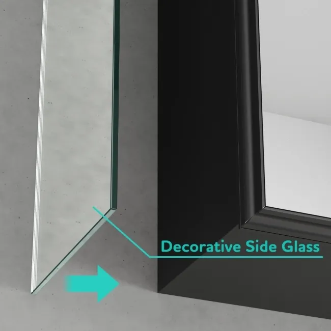 Esme Matt Black Illuminated LED Recessed Mirror Cabinet 600x450mm