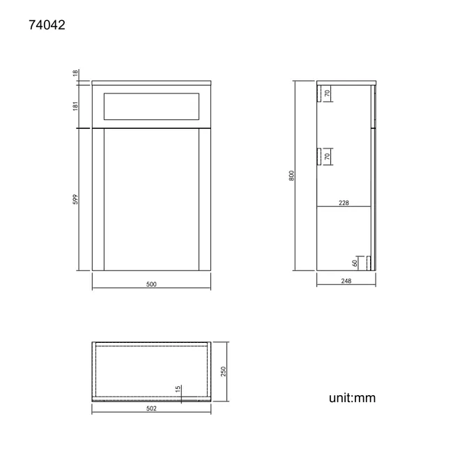 Chalk White Slimline Back To Wall Toilet Unit 500mm