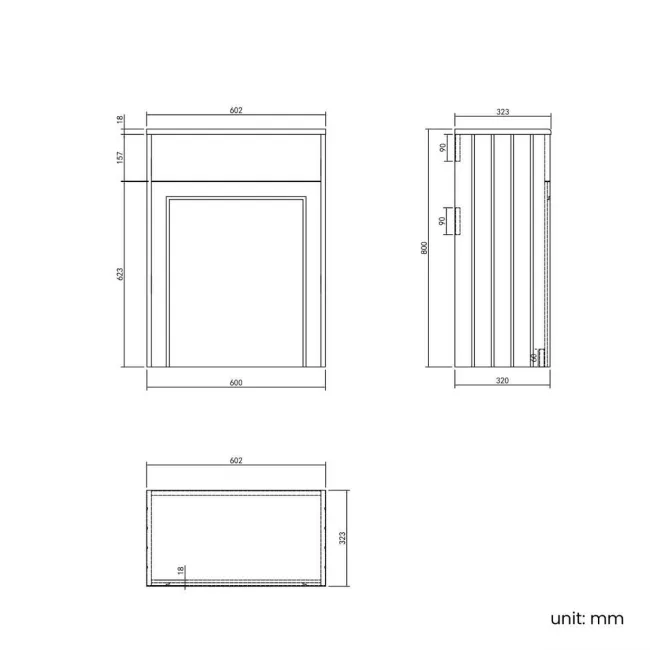Monaco Graphite Grey Back To Wall Toilet Unit 600mm