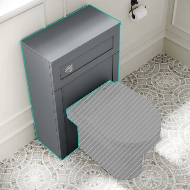 Milos Fog Grey Slimline Back To Wall Toilet Unit 500mm