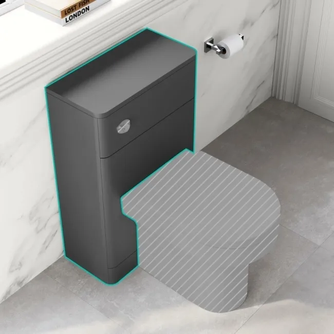 Slate Grey Slimline Back To Wall Toilet Unit 500mm