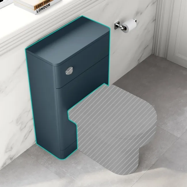 Navy Blue Slimline Back To Wall Toilet Unit 500mm