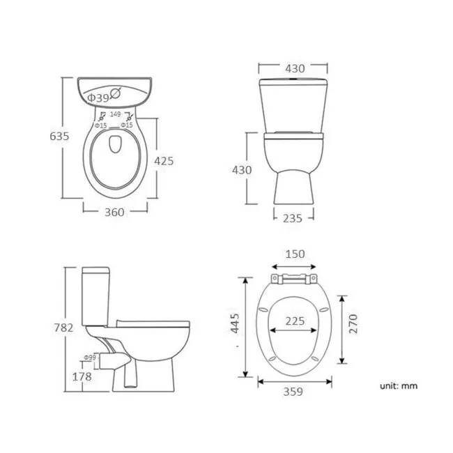 Georgia Cloakroom Wall Hung Basin and Toilet Set - Left Handed