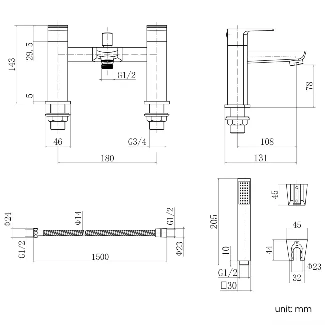 Soar Chrome Basin & Shower Bath Mixer Tap Set