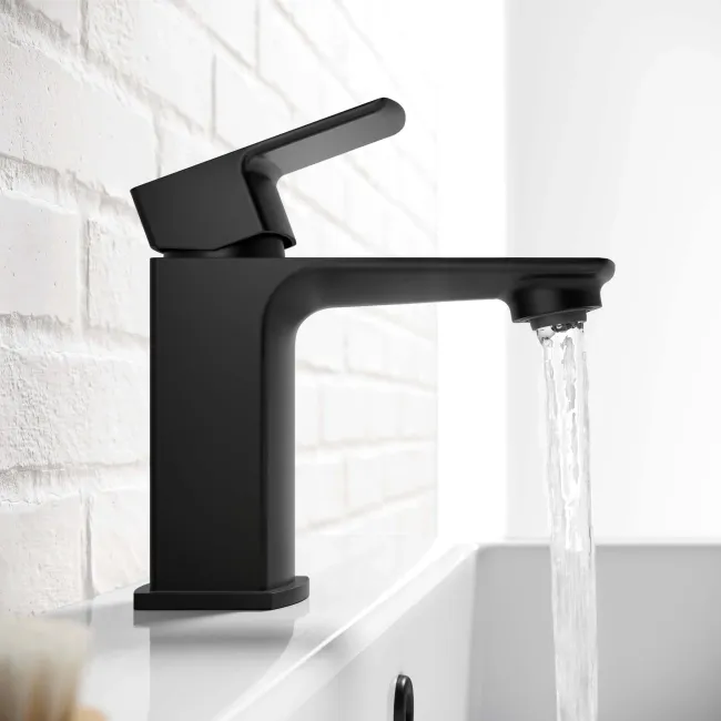 Mersey Matt Black Basin & Bath Mixer Tap Set