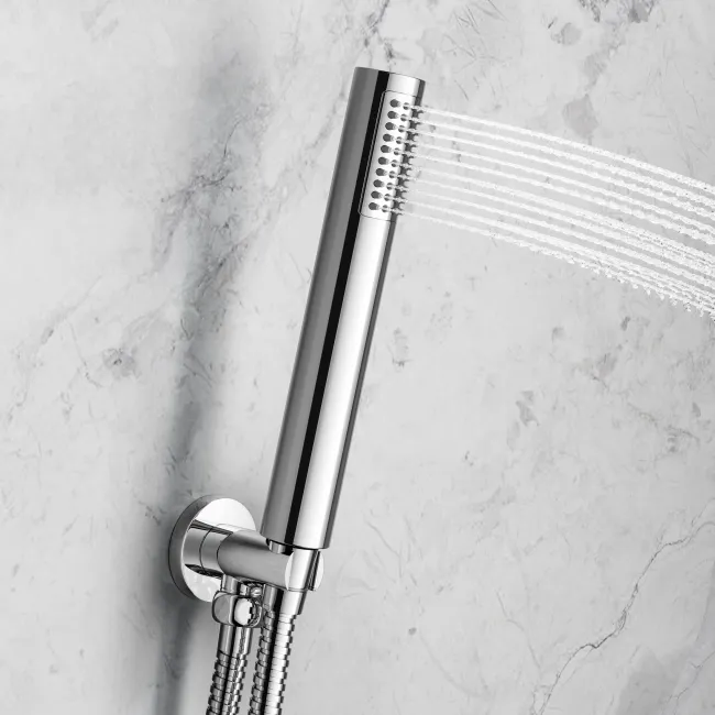 Ballina Premium Ceiling Chrome Round Thermostatic Set - 300mm Head, Hand Shower & Jets