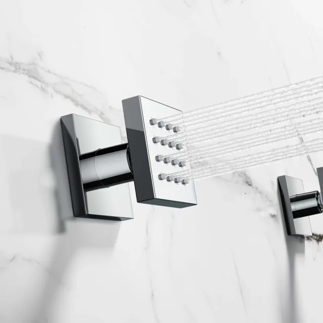 Galway Premium Ceiling Chrome Square Thermostatic Set - 400mm Head, Hand Shower & Jets