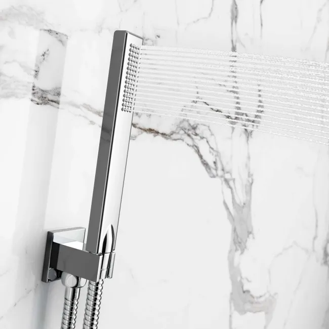 Galway Premium Ceiling Chrome Square Thermostatic Bath Filler Shower Set - 300mm Head & Hand Shower