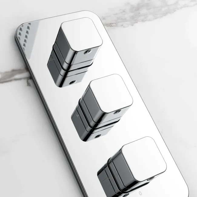 Galway Premium Ceiling Chrome Square Thermostatic Bath Filler Shower Set - 300mm Head & Hand Shower