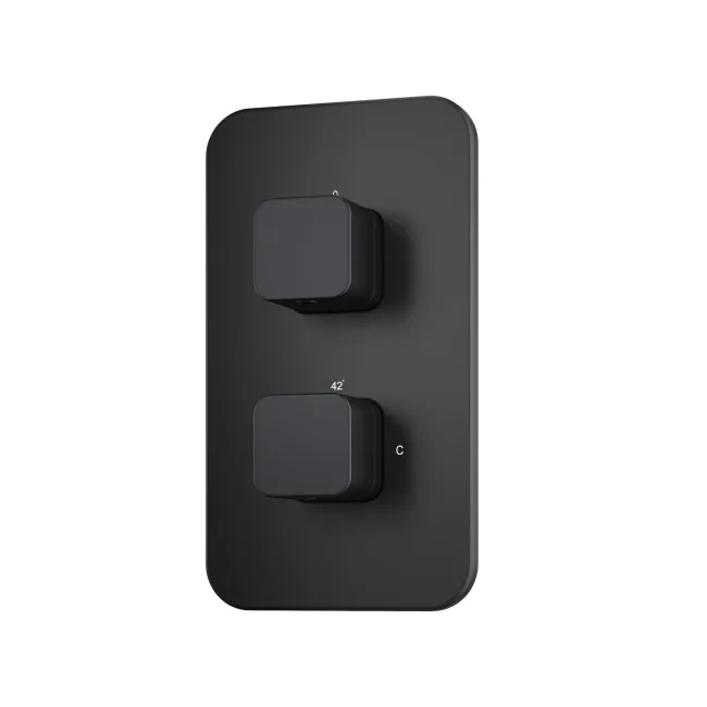 Galway Premium Matt Black Square Thermostatic Shower Set - 200mm Head