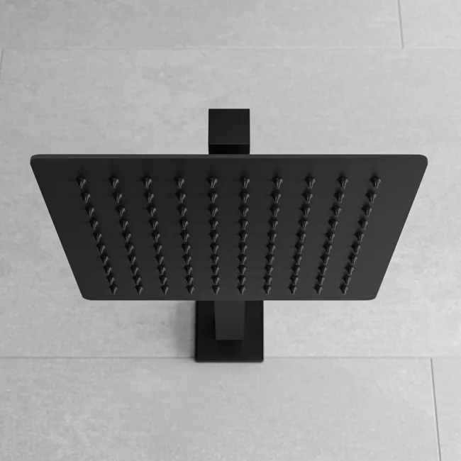 Galway Premium Matt Black Square Thermostatic Shower Set - 200mm Head & Hand Shower