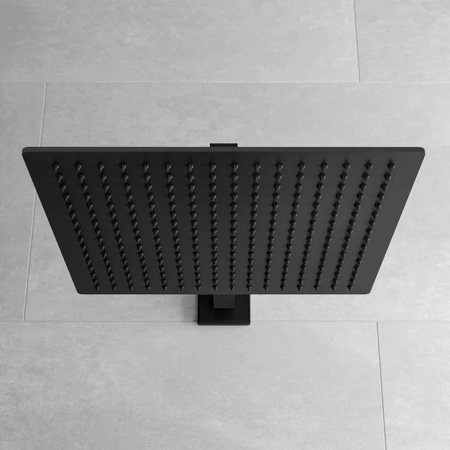 Galway Premium Matt Black Square Thermostatic Shower Set - 300mm Head & Hand Shower
