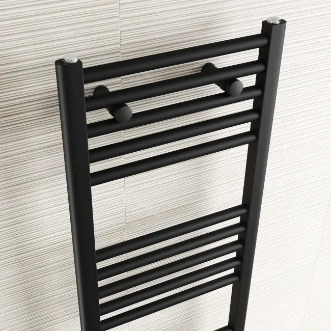 Naples Electric Premium Matt Black Straight Heated Towel Rail 1600x450mm