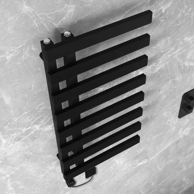 Palermo Electric Matt Black Designer Heated Towel Rail 800x450mm