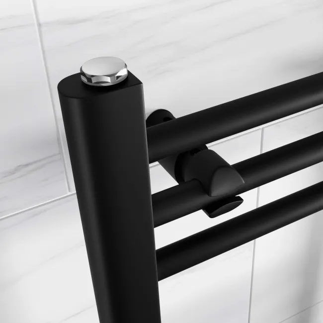 Barcelona Electric Matt Black Straight Heated Towel Rail 800x600mm