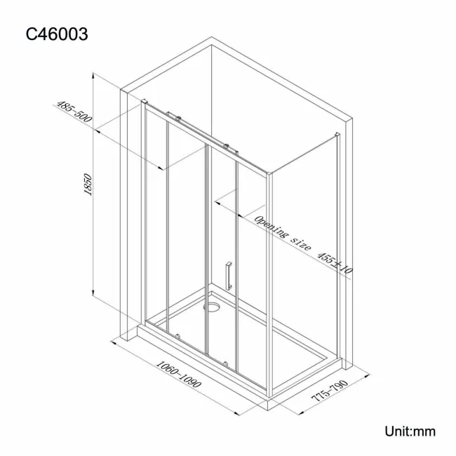 London 6mm Sliding Shower Enclosure 1100x800mm