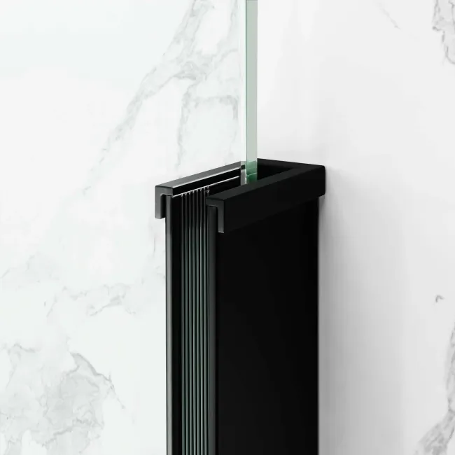 Stockholm Matt Black Easy Clean 8mm Frameless Sliding Shower Enclosure 1100x800mm